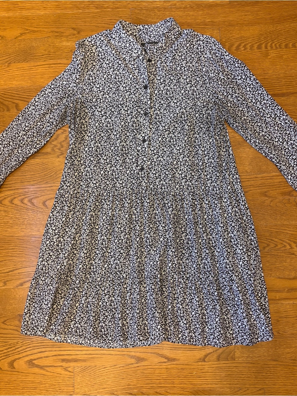 Madewell Black and White Long Sleeve Mini Floral Dress